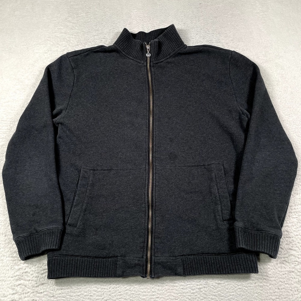 Linksoul Sweater Mens Size Large Gray Full Zip Golf Tempus Fugit (STAIN)